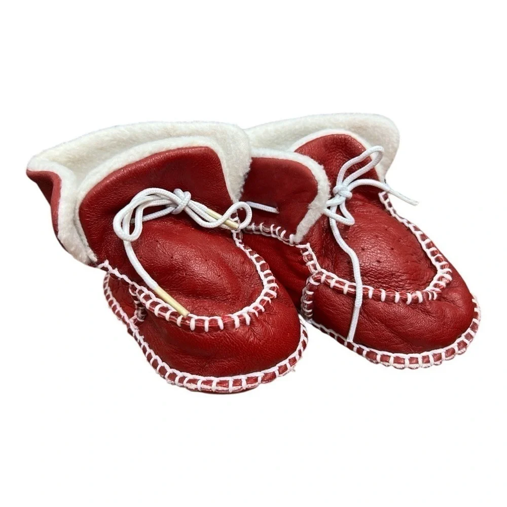 Little EDA Suede Baby Booties 6 - 12 Months Red